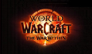 Das WoW Logo mit Textzeilen aus den Log-Dateien überlagert.